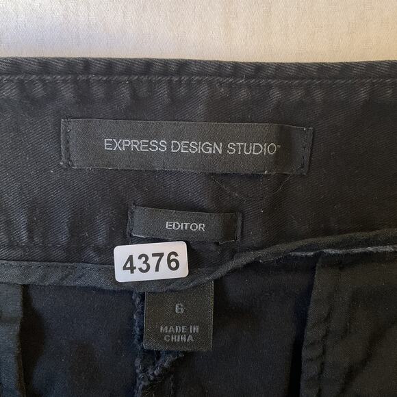 Express Design Studio Women Shorts 6 Black Bermuda Twill Editor Sailor Button 4” - Picture 2 of 9